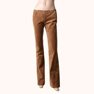 VIVIENNE TAM Vintage Y2K Brown Suede Flare Low Rise Pants